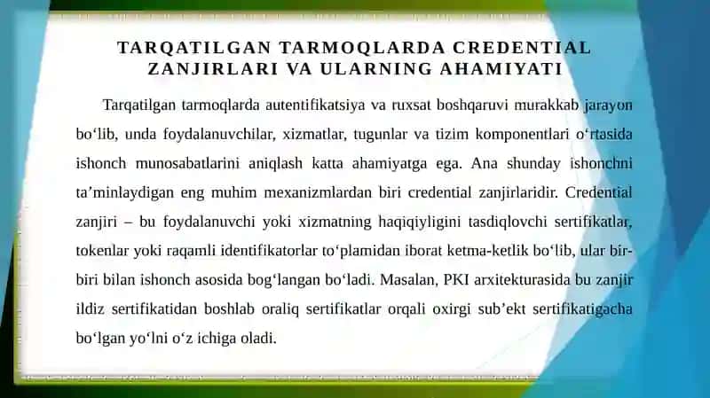 Tarqatilgan tarmoqlarda credential zanjirlarini baholash va optimallashtirish usullari 3