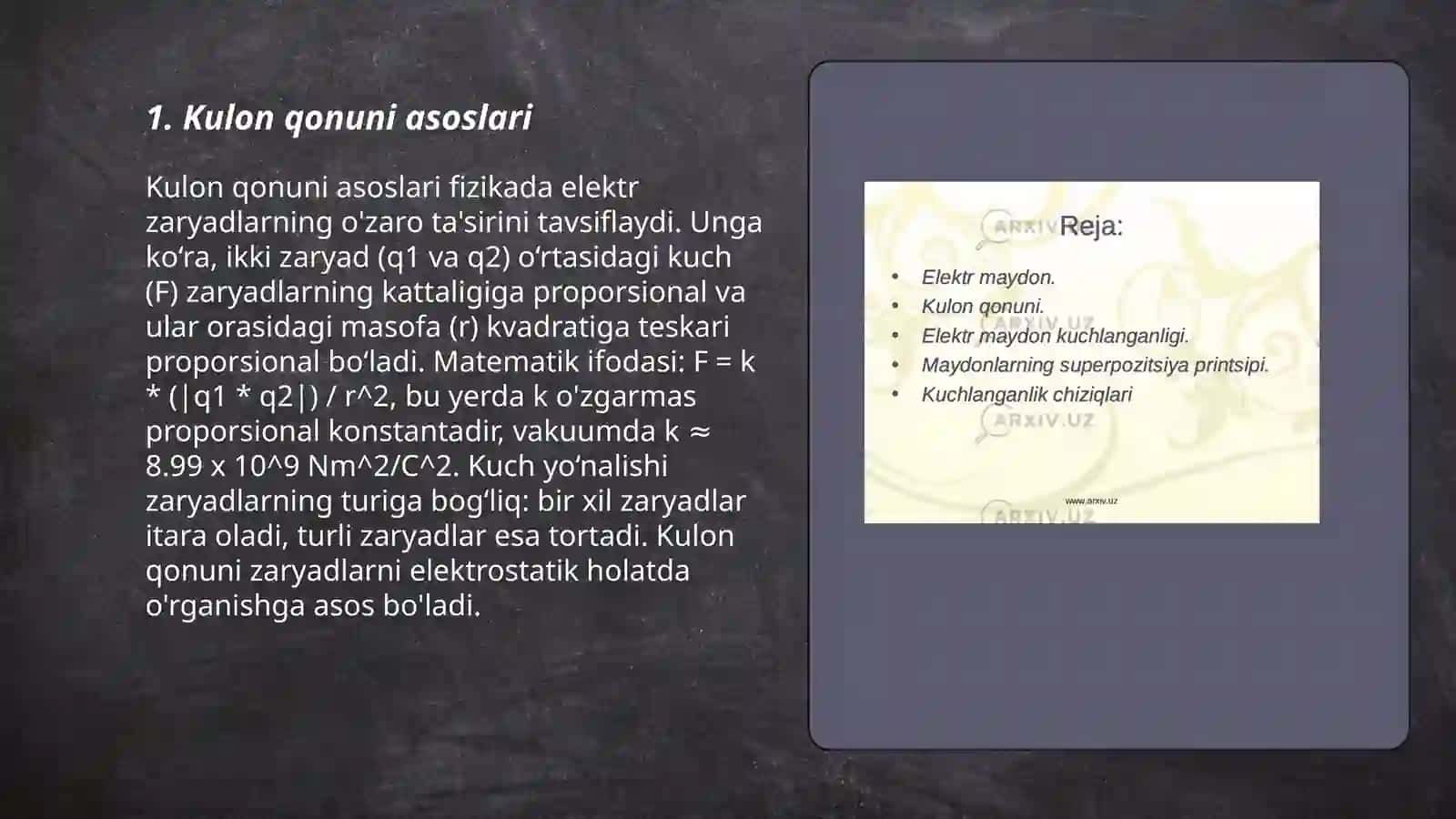 Kulon va Bio-Savar-Laplas qonunlariga doir misollar 3