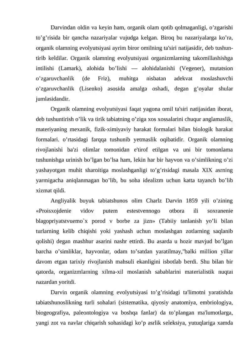 ORGANIK OLAM EVOLYUTSION OBEKTIV JARAYON SIFATIDA HAYOTNI TUZILISH DARAJALARI VA UNING ASOSIY TASNIFI 3