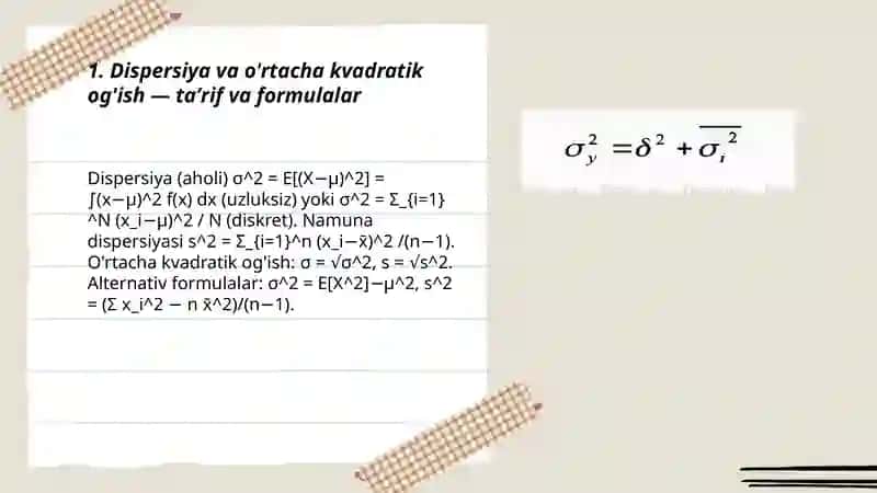 Dispersiya va o'rtacha kvadratik og'ishning xossalari 3