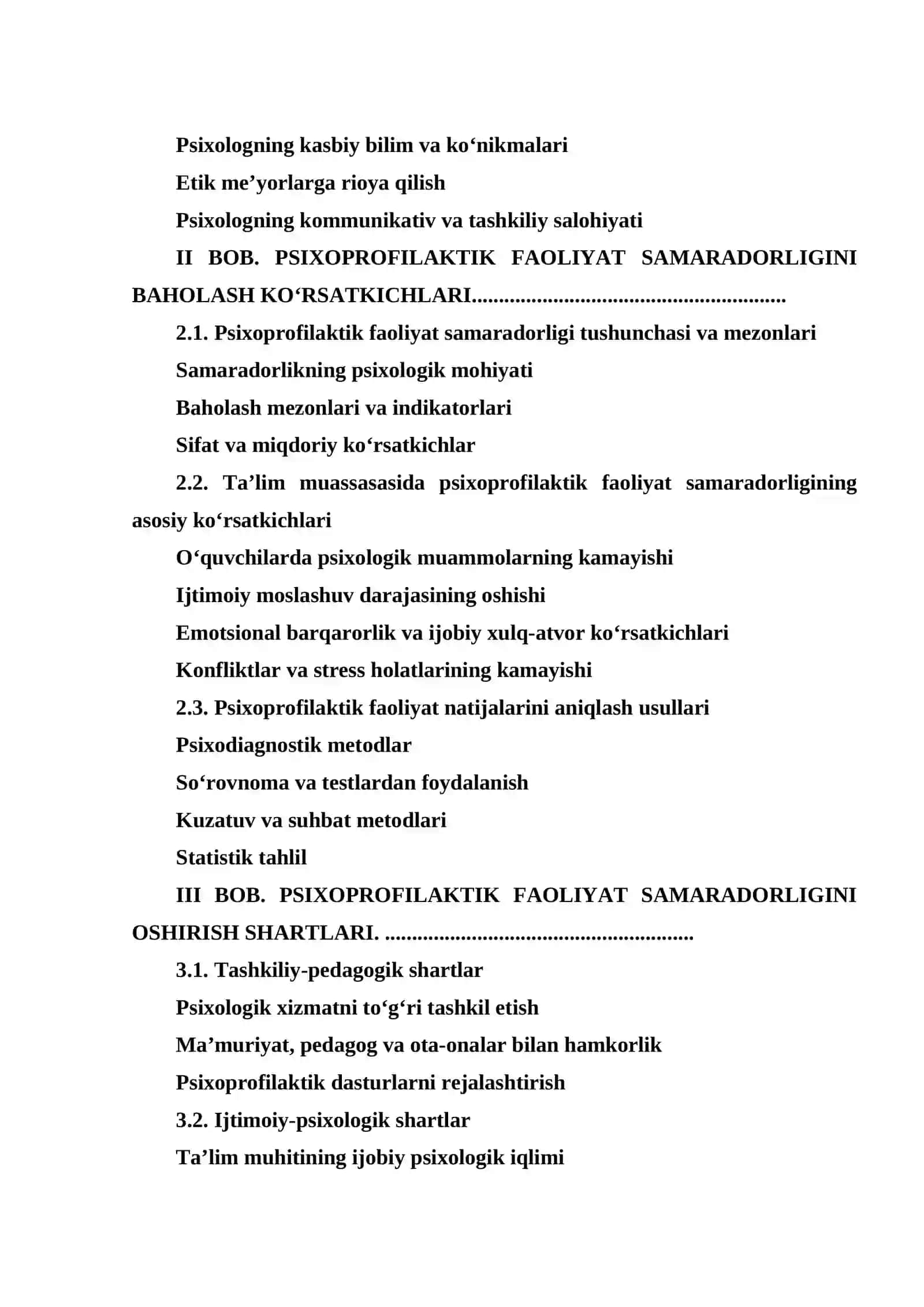 Ta'lim muassasi psixologining psixoprofilaktik faoliyati samaradorligi ko'rsatkichlari va shartlari 3