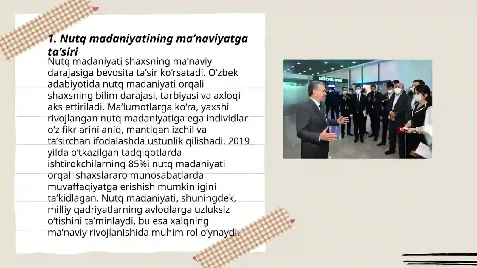 Nutq, nutq odobi insonning maʼnaviyatini - maʼrifatini belgilovchi asosiy mezonligi haqida 3