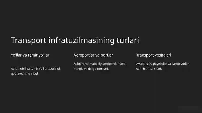 Transport geografiyasi va turizmga ta'siri 3