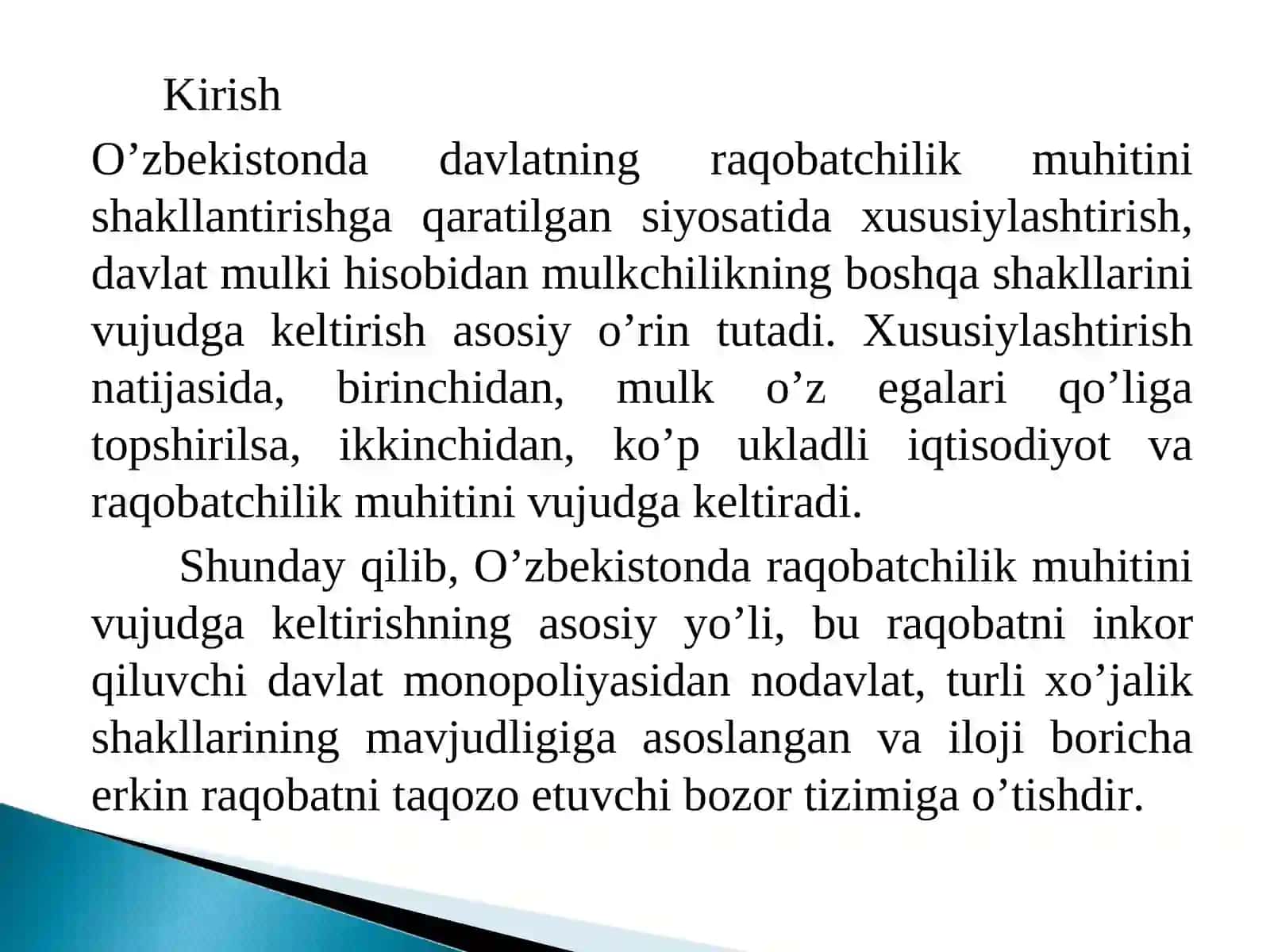 O’zbеkistonda davlatning raqobatchilik muhitini shakllantirish siyosati 3