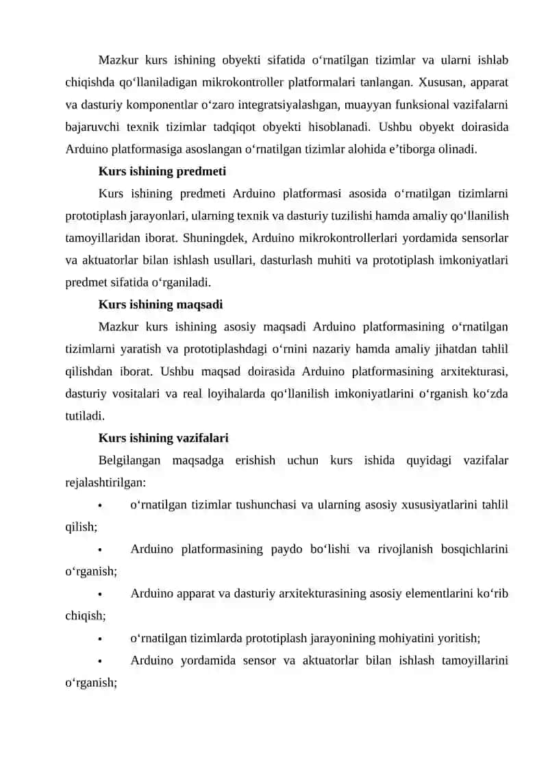ARDUINO PLATFORMASI VA ORNATILGAN TIZIMLARNI PROTOTIPLASH 3