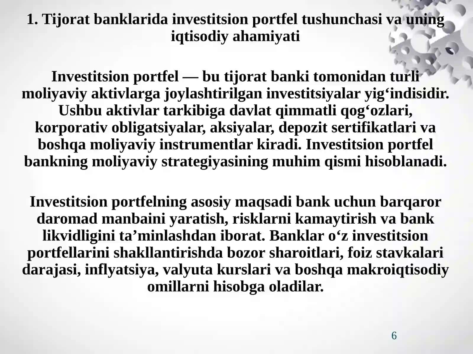 Tijorat banklari investitsion portfelni boshqarish usullari 3