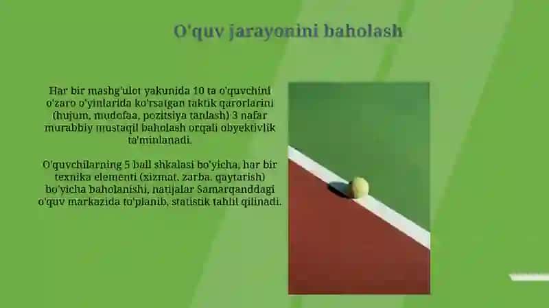 Stol teninisni texnikasiga va taktikasiga òrgatish uslubiyati 3
