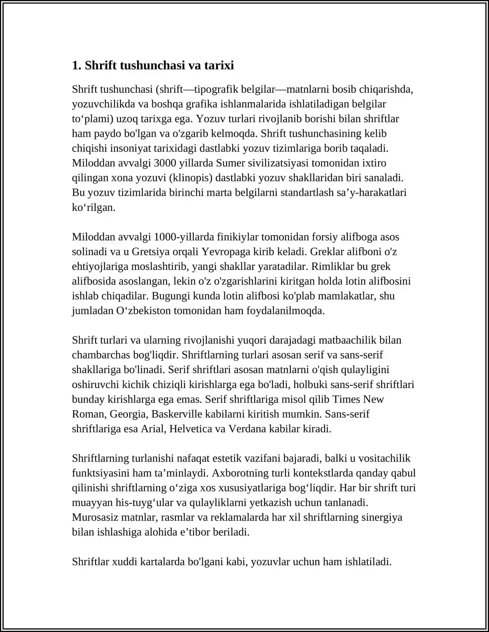 SHRIFTLAR ULARNING TURLARI VA KARTADAGI YOZUVLAR,BÔYOQ TURLARI 3