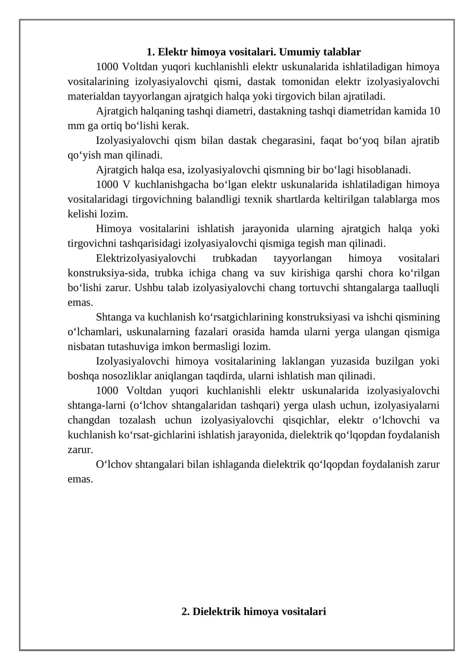 Elektr himoya vositalari. Umumiy talablar 3