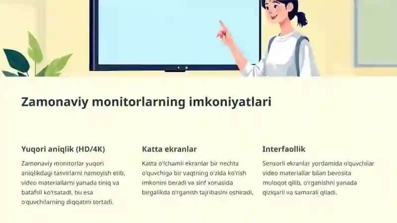 Zamonaviy monitorlar ta’limda vedio matreallardan foydalanishning ahamiyati 3