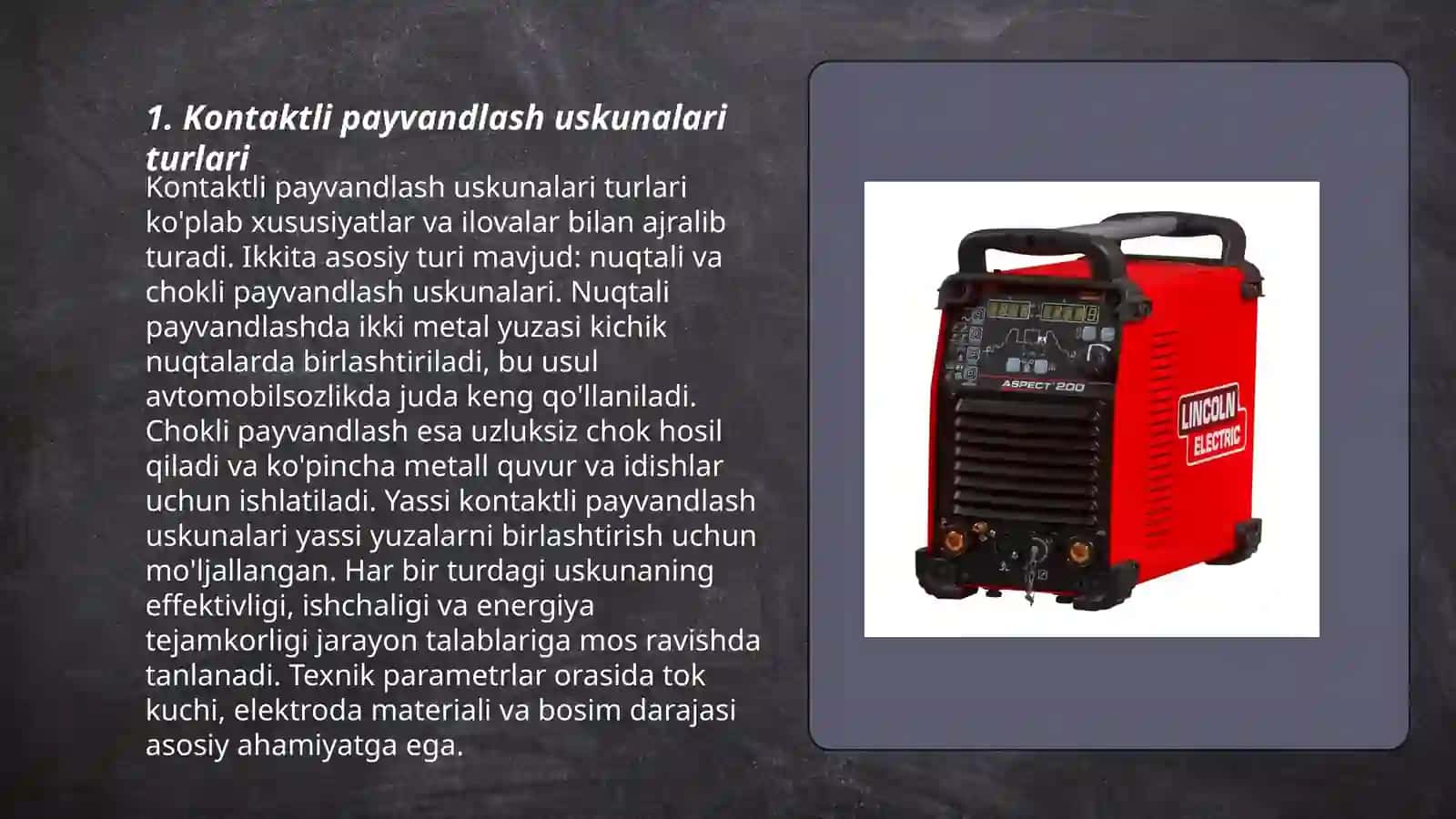 Kontakt li payvandlash uskunalarini boshqarish 3