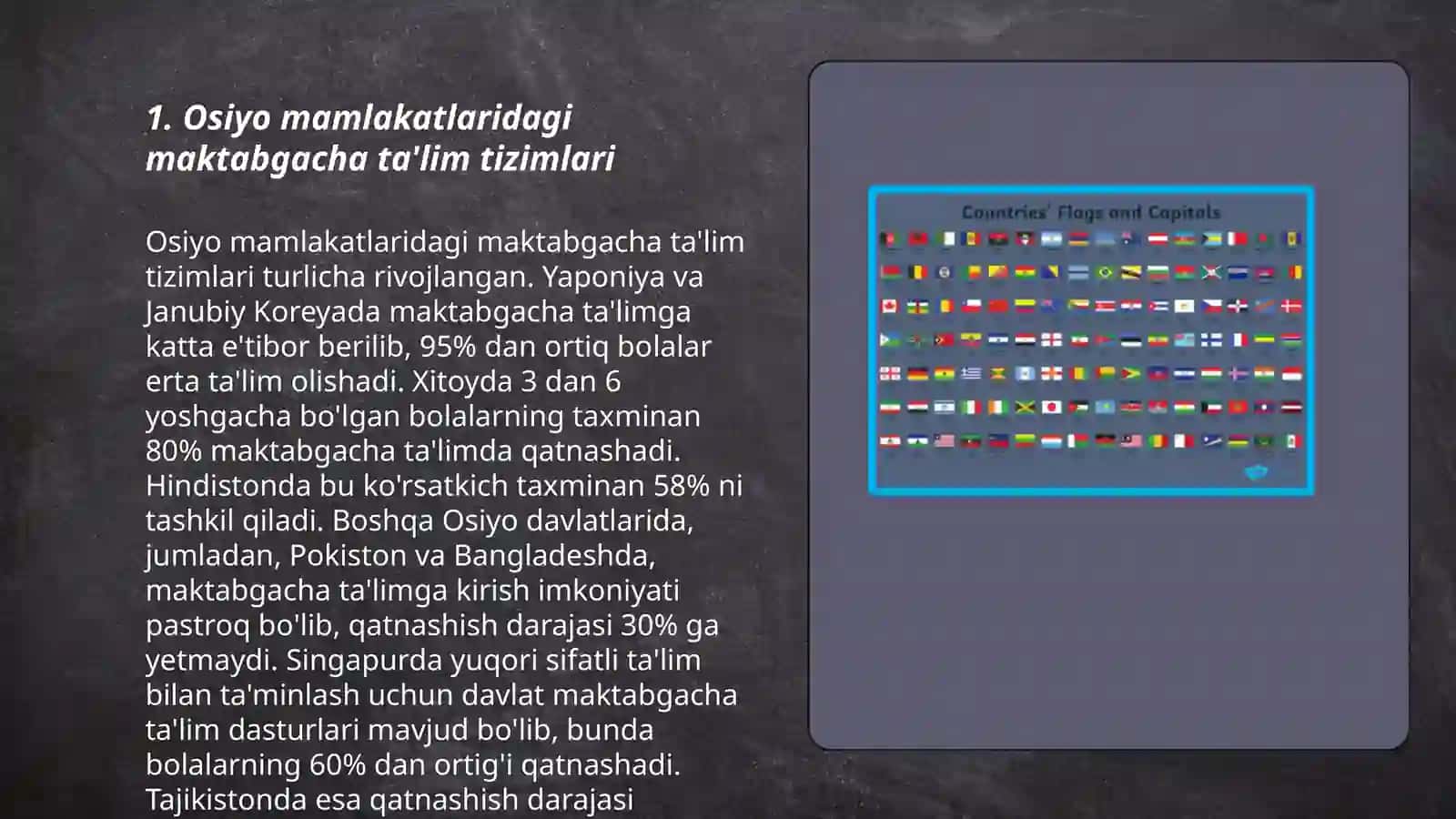 Osiyo mamlakatlari maktabgacha ta’lim sohasi va davlatlardagi Davlat talablari 3