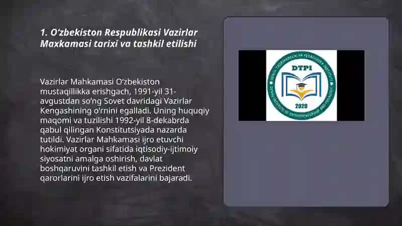 Oʻzbekiston Respublikasi Vazirlar Maxkamasi Abduraxmonov Fazliddin Reja 3