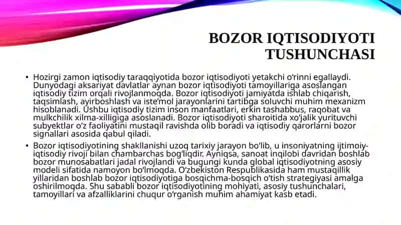 Bozor iqtisodiyoti tushunchasi 3