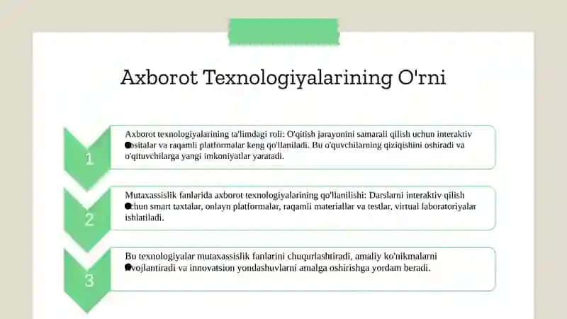 Mutaxassislikfanlarinio'qitishdaaxborottexnologiyalari 3