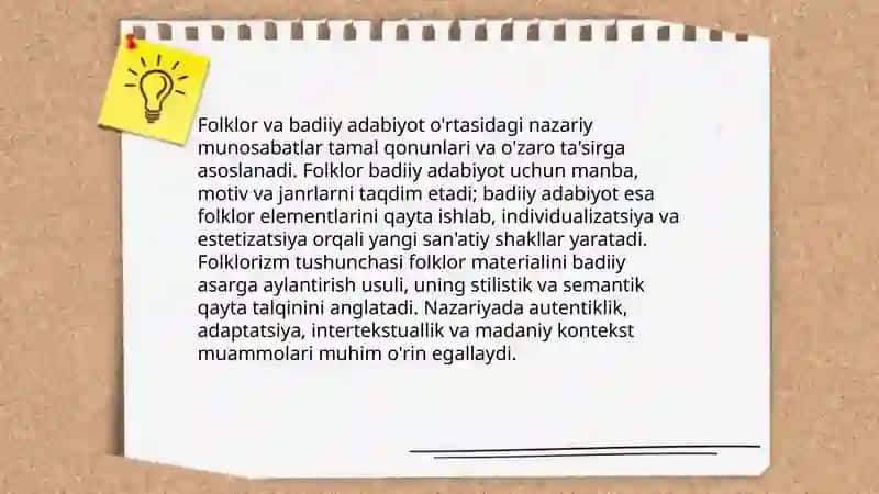 Folklor va badiiy adabiyot munosabatlari 3