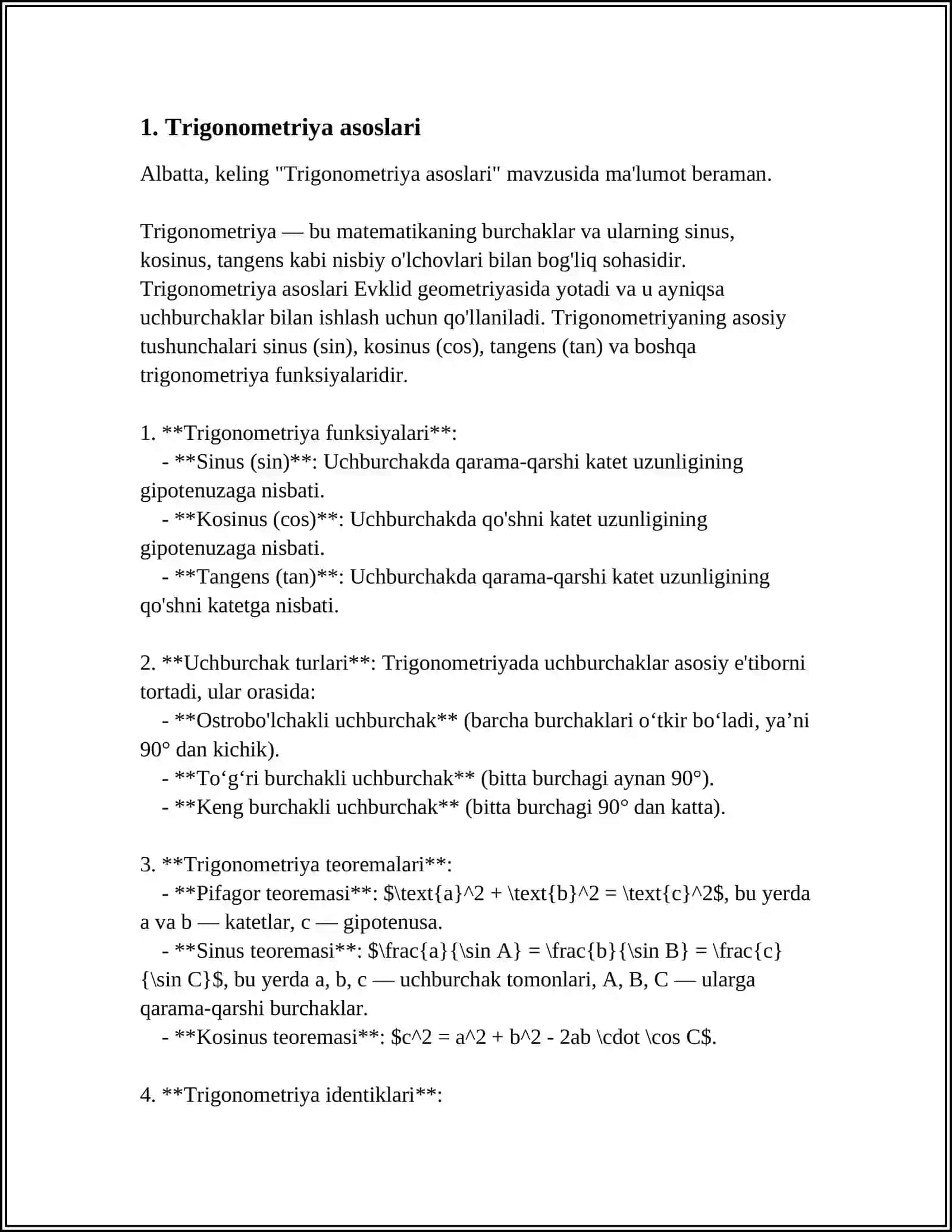 Asosiy Trigonometrik Ayniyatları O'qitish Metodikasi 3