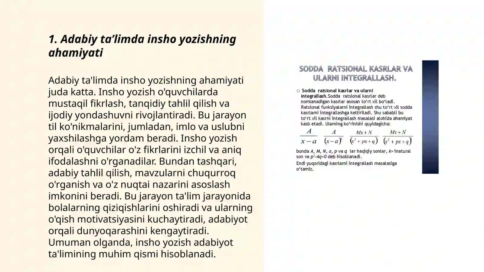 Adabiy ta’limda insho. Sodda va murakkab koʻrinishdagi rejalar 3