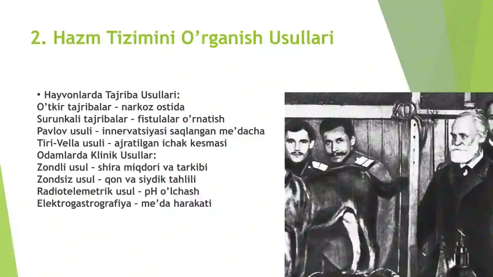 Hazm Tizimi Faoliyatini O’rganish Usullari. Og’iz Bo’shlig’I va Me’dada Ovqat Hazm Bo’lishi 3