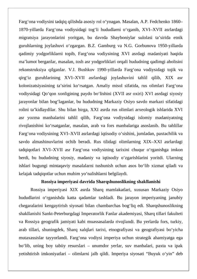 XVI–XVII asr Farg‘ona vodiysi bo‘yicha rusiyzabon olimlarning tadqiqotlari (XIX–XXI asr) 3