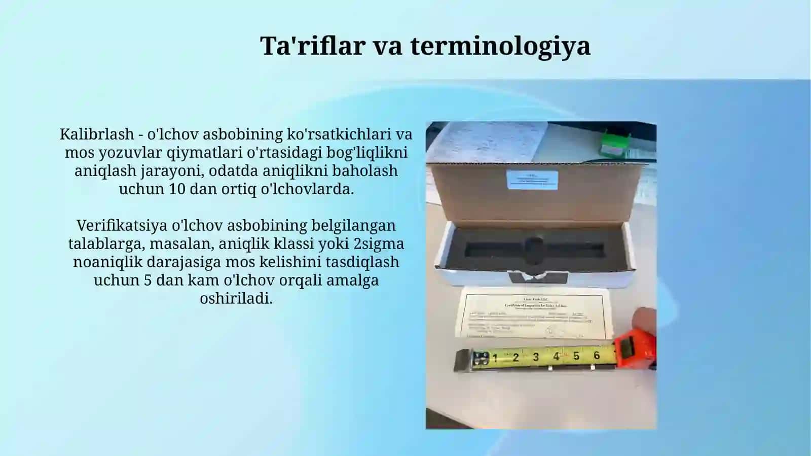 O'lchov asboblarini tekshirish,kalibrlash 3