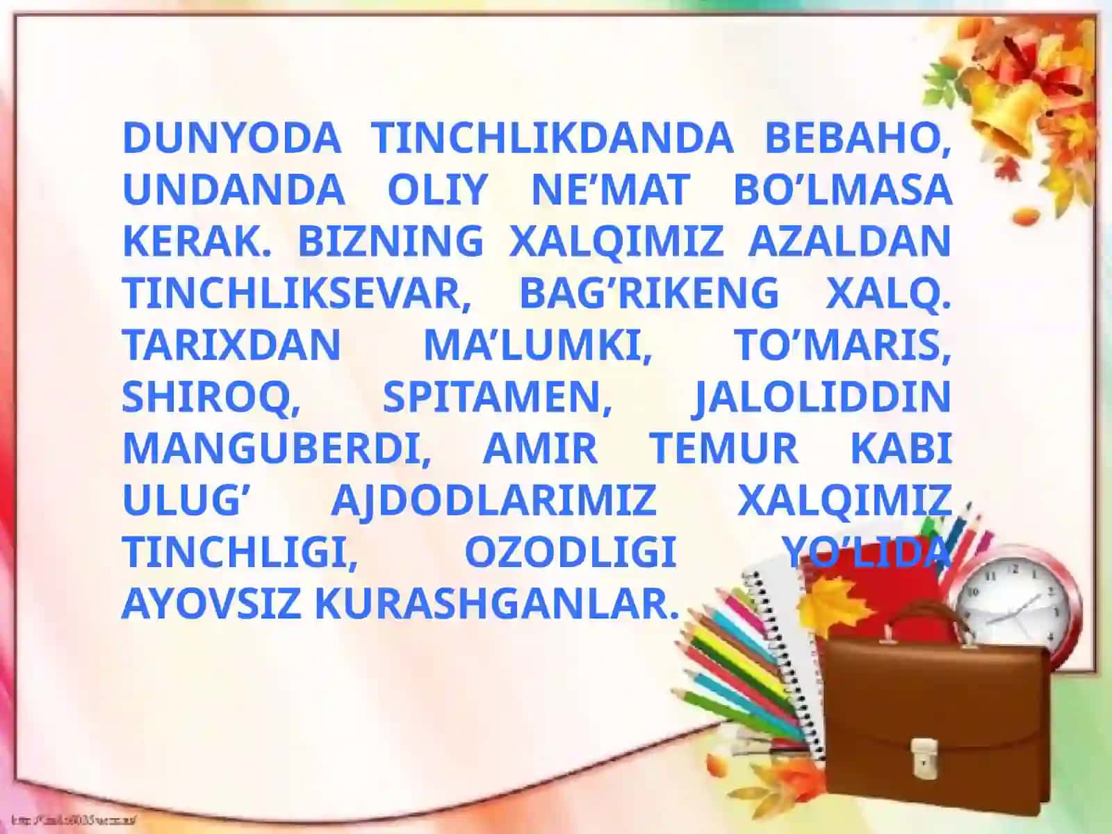 TINCHLIK – ENG OLIY NE’MAT 3