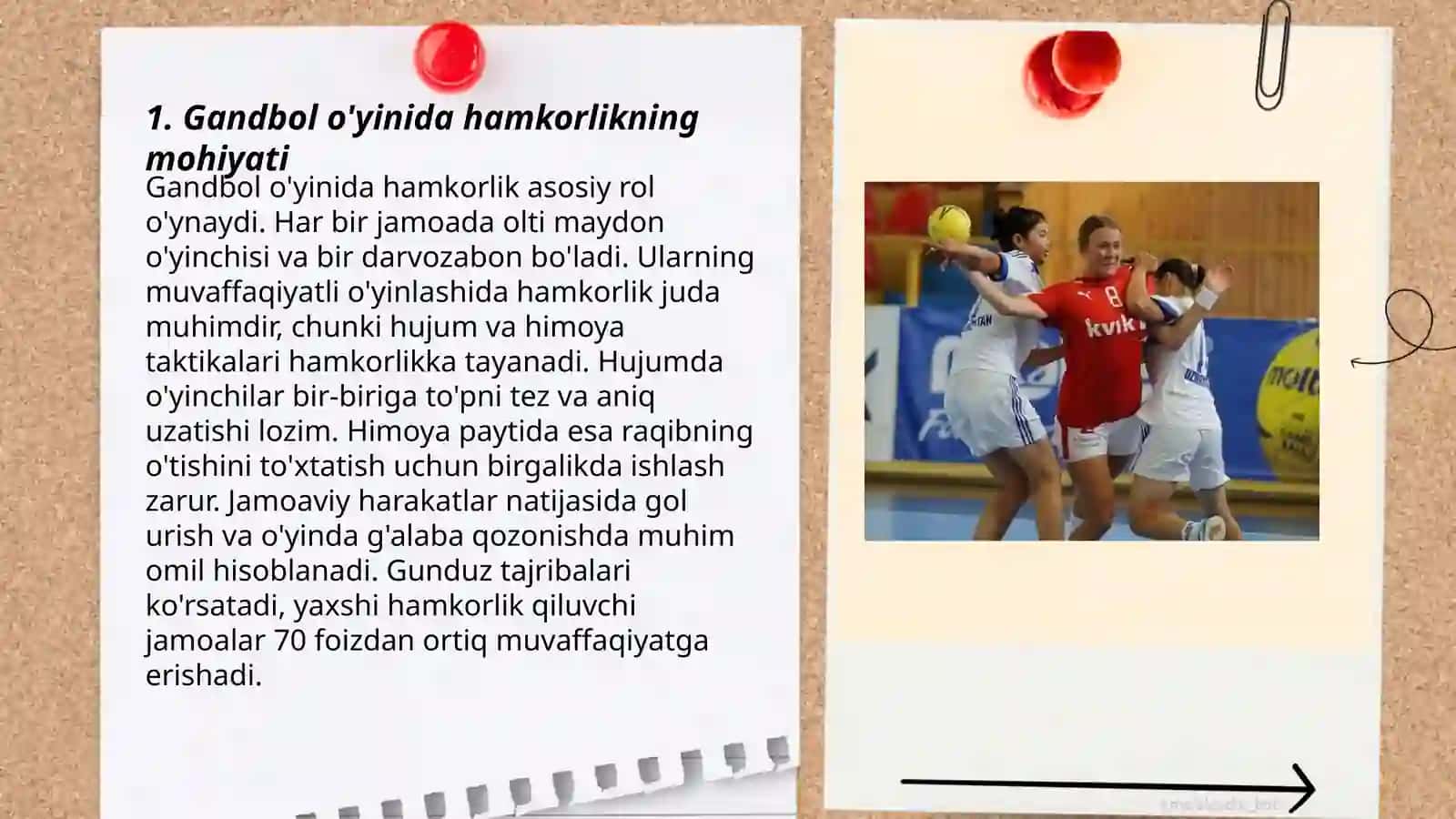 Gandbol o'yinida hamkorlik qoidalarini o'rgatish 3