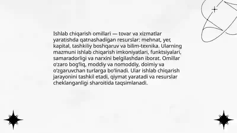 Ishlab chiqarish omillari va uning tarkibi 3