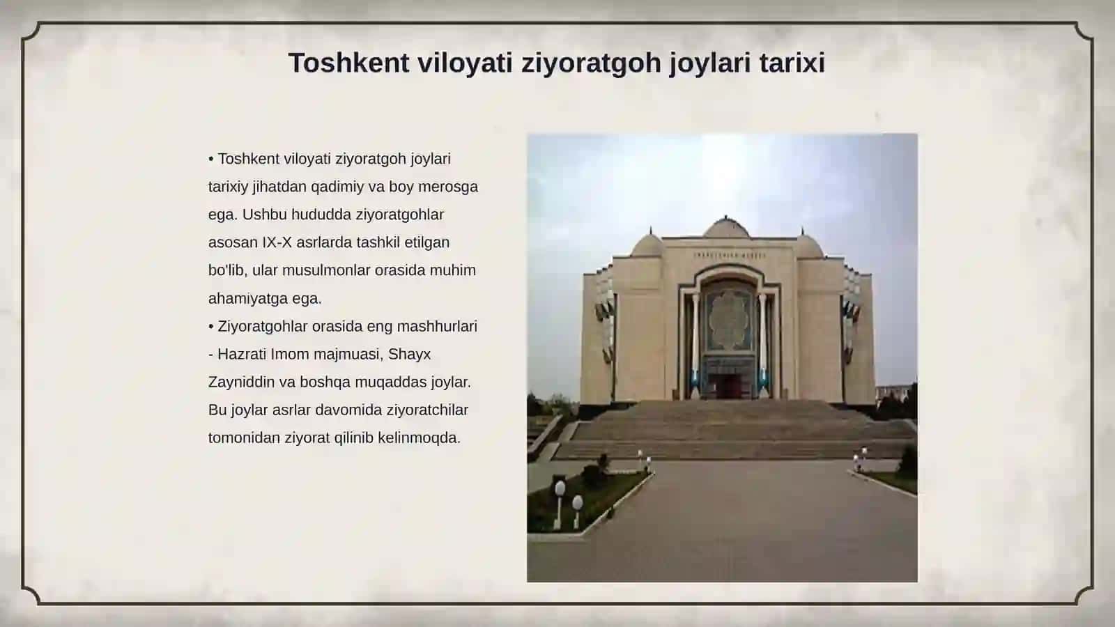 Toshkent viloyati ziyoratgoh joylari boʻyicha turpaket 3