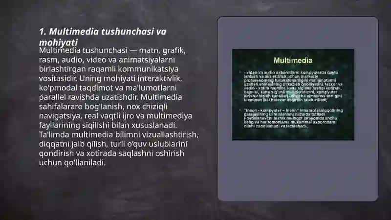 Multimedia turlari taʼlimdagi oʻrni 3
