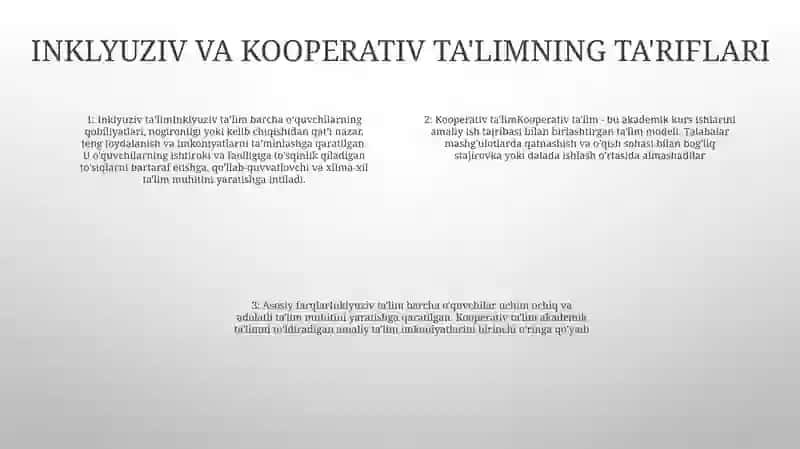 Inklyuziv Va Birgslikda OʻQitish 3