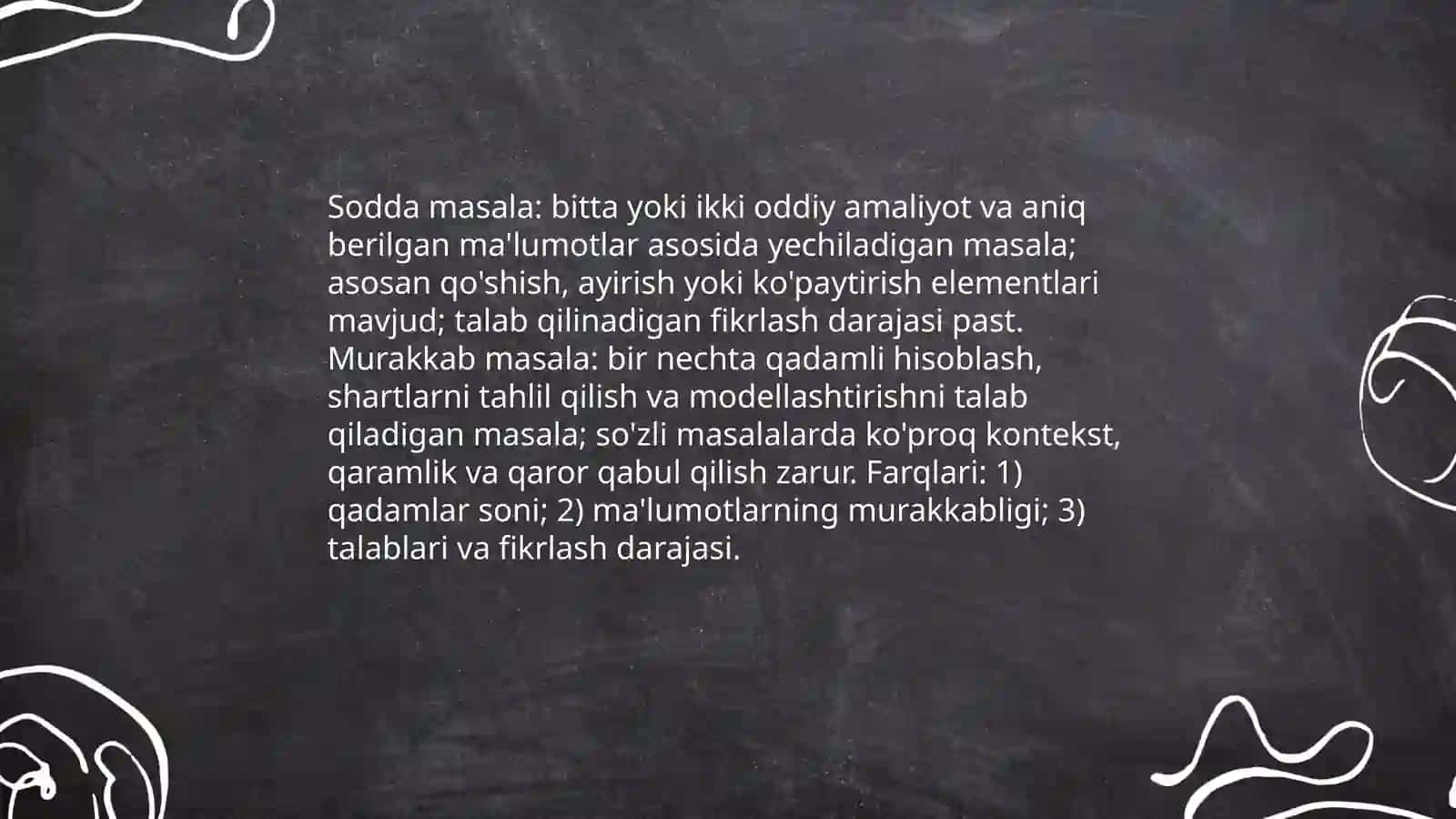 Boshlangʻich sinflarda sodda va murakkab masalalar. Masala tuzish va uni yechish 3