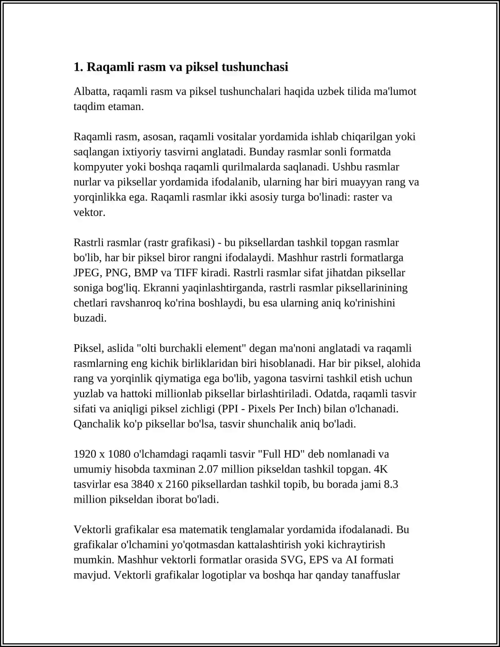 RAQAMLI TASVIRLARNI YARATISH VA QAYTA ISHLASH VOSITALARI (RASTER GRAIK MUHARIRI) 3