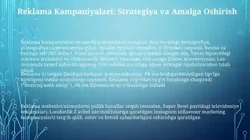 Reklama kampaniyalari maqsadli auditoriyani segmentatsiya qilish 3