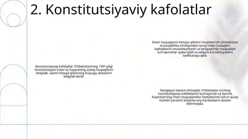 Mustaqillik Yillardidan Sung O'Zbekistonda Inson Huquqlari Va Erkinliklari Kafolatlarining Yaratilishi 3