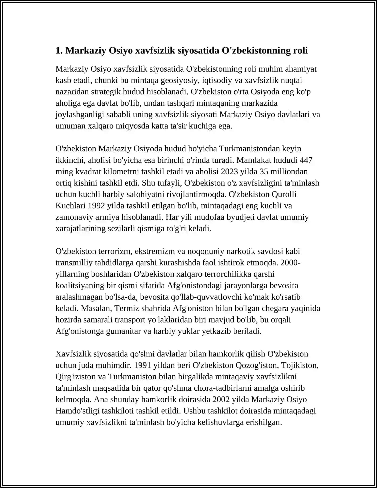 ÖZBEKISTONNING MARKAZIY OSIYODA TINCHLIK VA BARQARORLIKNI TAMINLASHDAGI ÖRNI 3