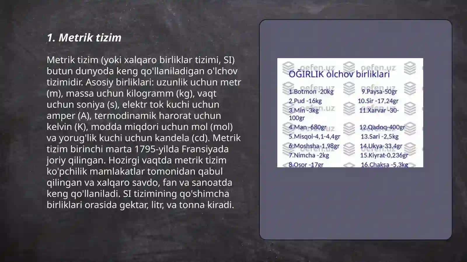 Metrik tizim 3