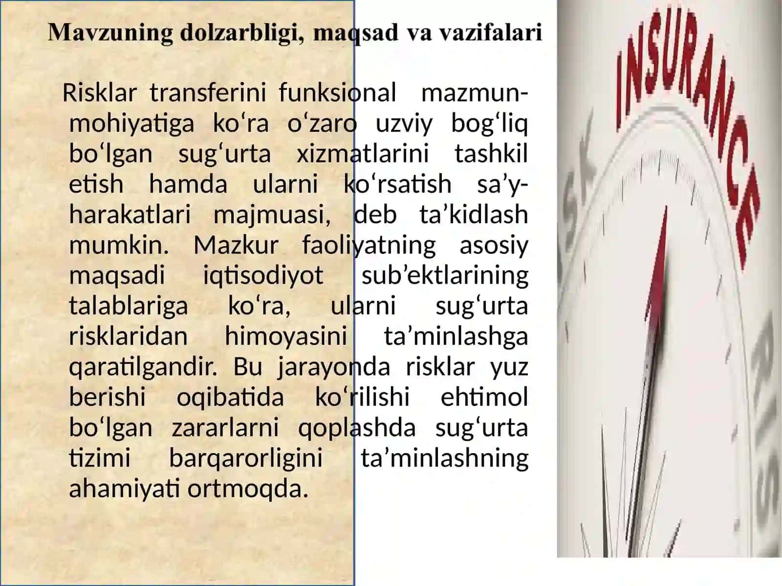 Sug‘urta sug‘urta ishi fanidan taqdimoti 3