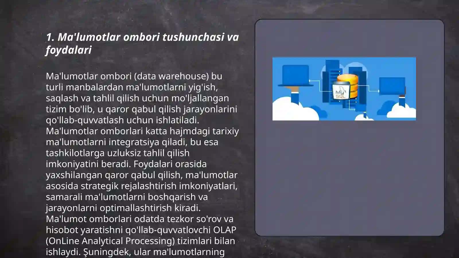 Ma'lumotlar ombori (Data Warehouse) 3