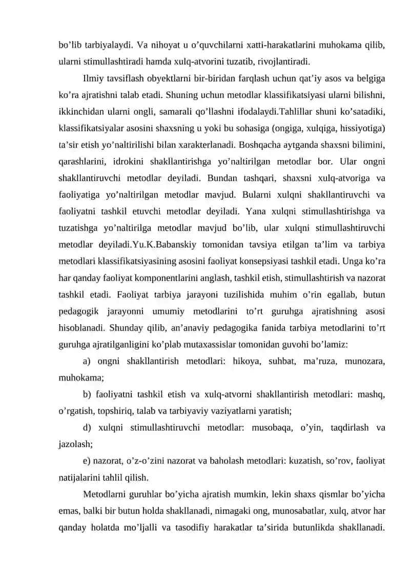 Zamonaviy pedagogikada tarbiya metodlari va shakllari. Oila tarbiyasi asoslari 3