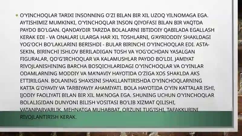 O'yinchoqlar tarbiyasi 3