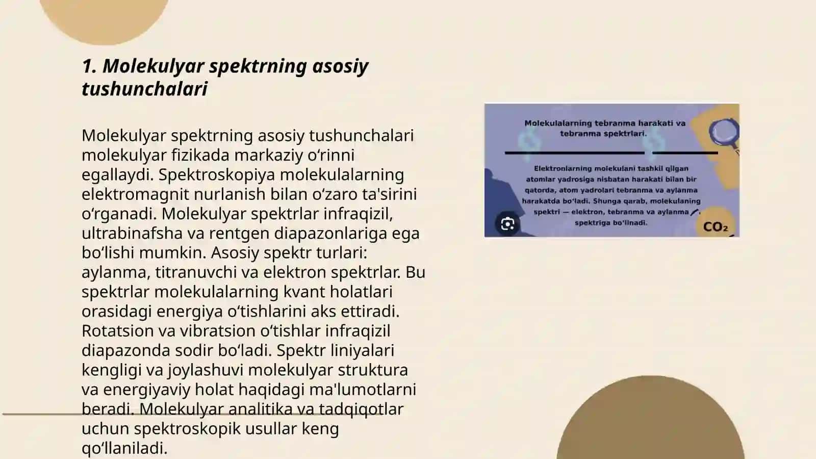Molekulalarning aylanma, tebranma va elektron spektrlari 3