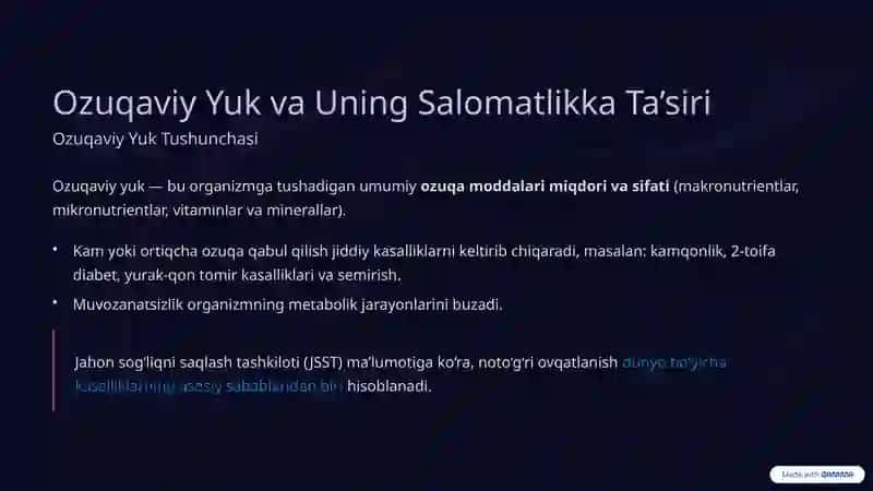Ratsional Ovqatlanish: Oziq-ovqatning Ozuqaviy Yukining Inson Salomatligidagi Roli 3