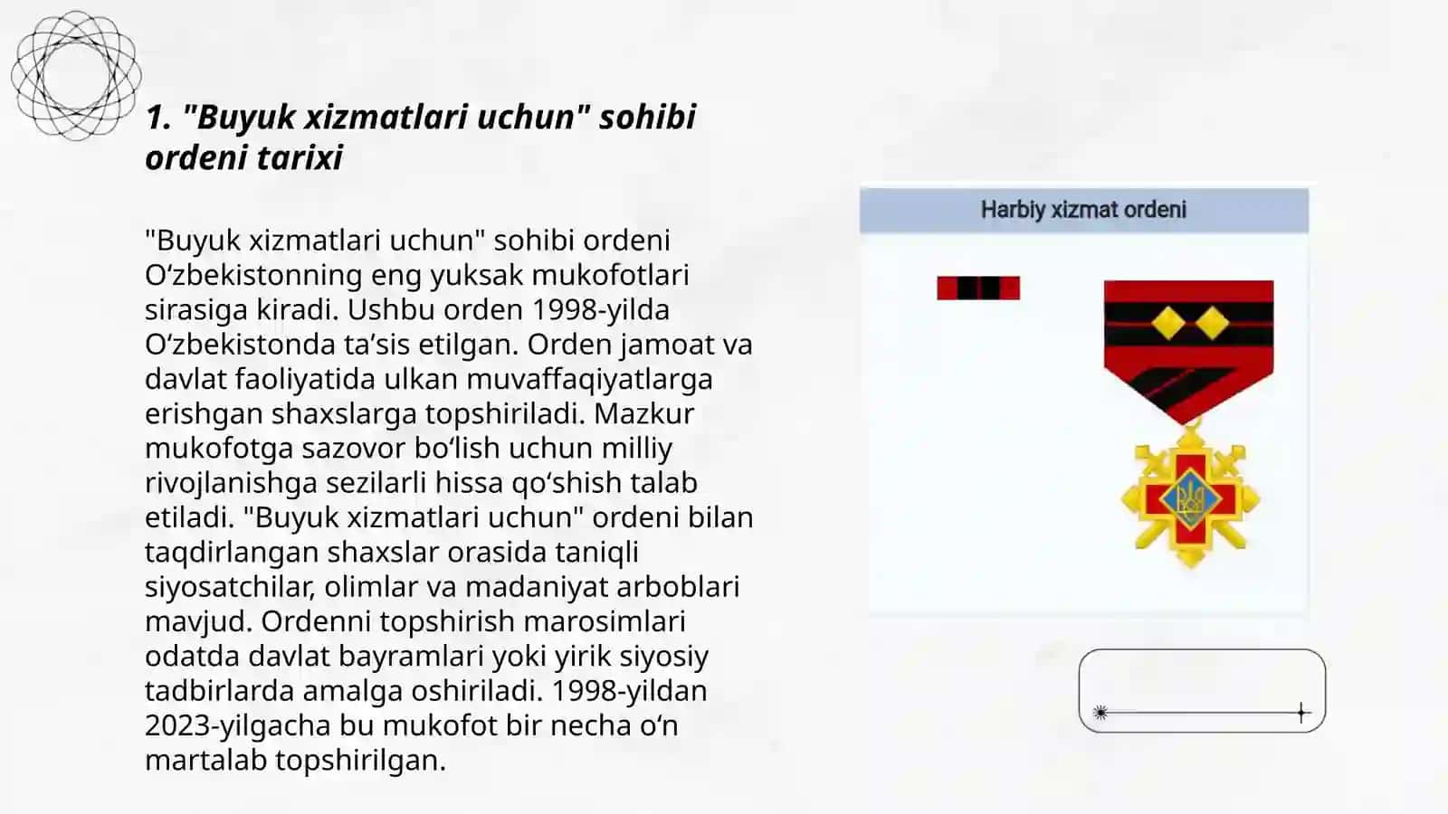 "Buyuk xizmatlari uchun" sohibi ordeni tarixi 3