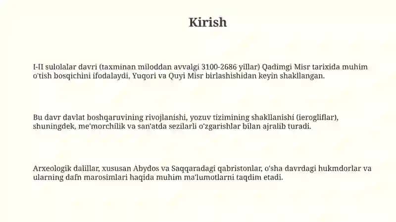 Qadimgi Misrda I-II sulolar davri 3