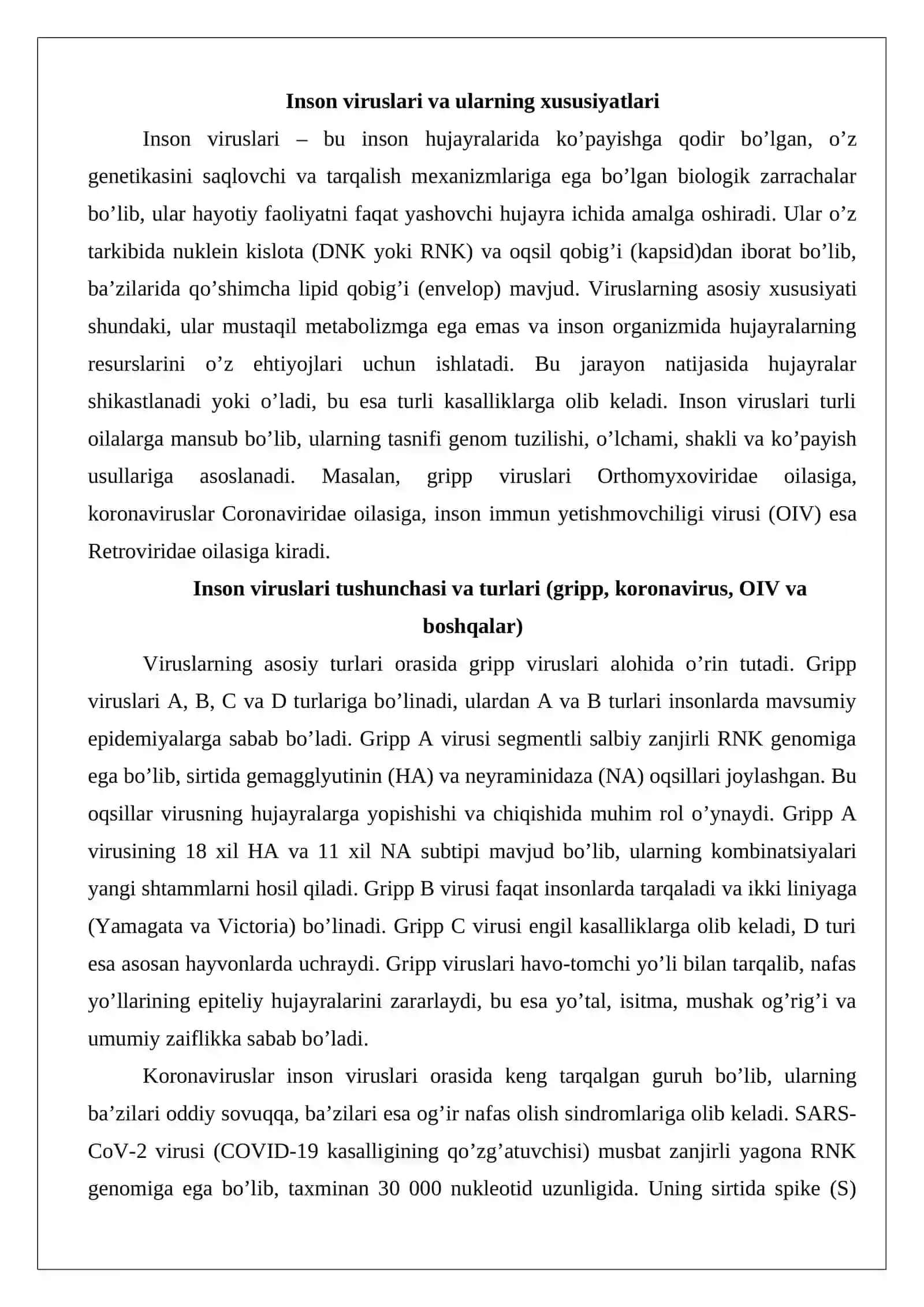 Epidemiya va pandemiyaga olib kelayotgan inson viruslari, ularning tarqalishi, profilaktikasi va qarshi kurash choralari 3
