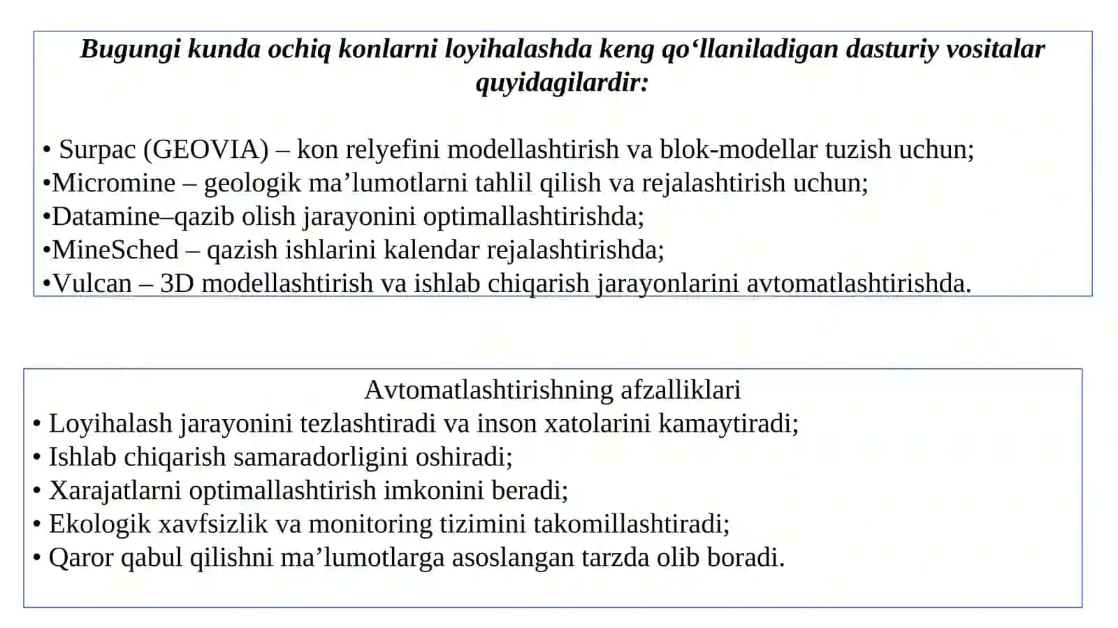 Ochiq konchilikda loyihalashni avtomatlashtirishning umumiy asoslari 3