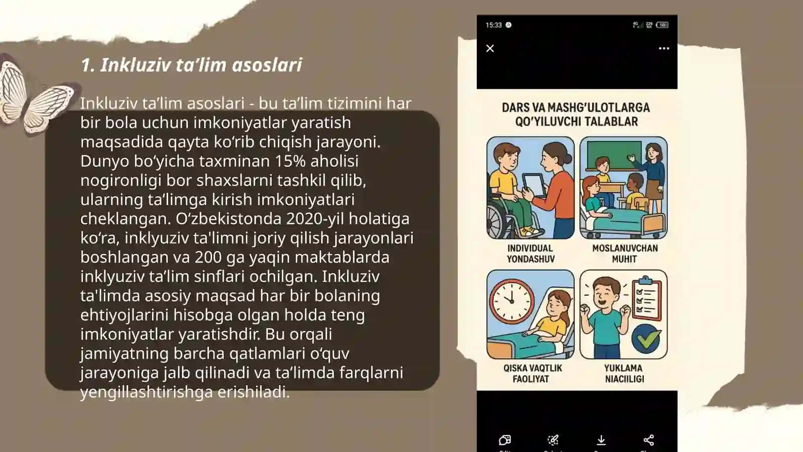 Imkoniyati cheklangan, uzoq muddat davolanishga muhtoj bolalar taʼlimi jarayonida dars va mashg‘ulotlarga qo‘yiluvchi talablar 3
