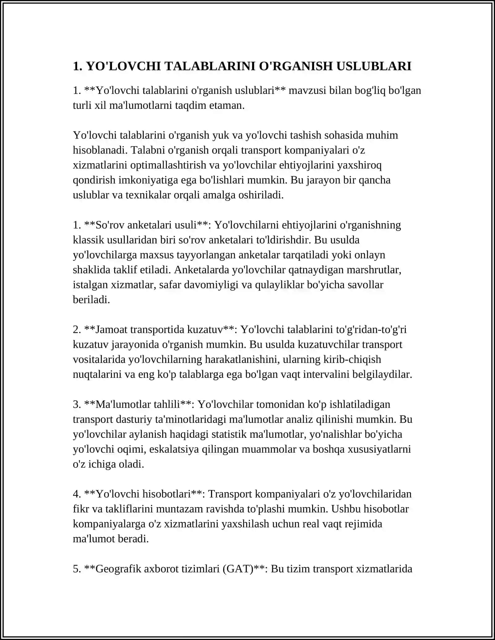 YOʻLOVCHILARNI TASHISHDA MARKETING TADQIQOTLARI 3