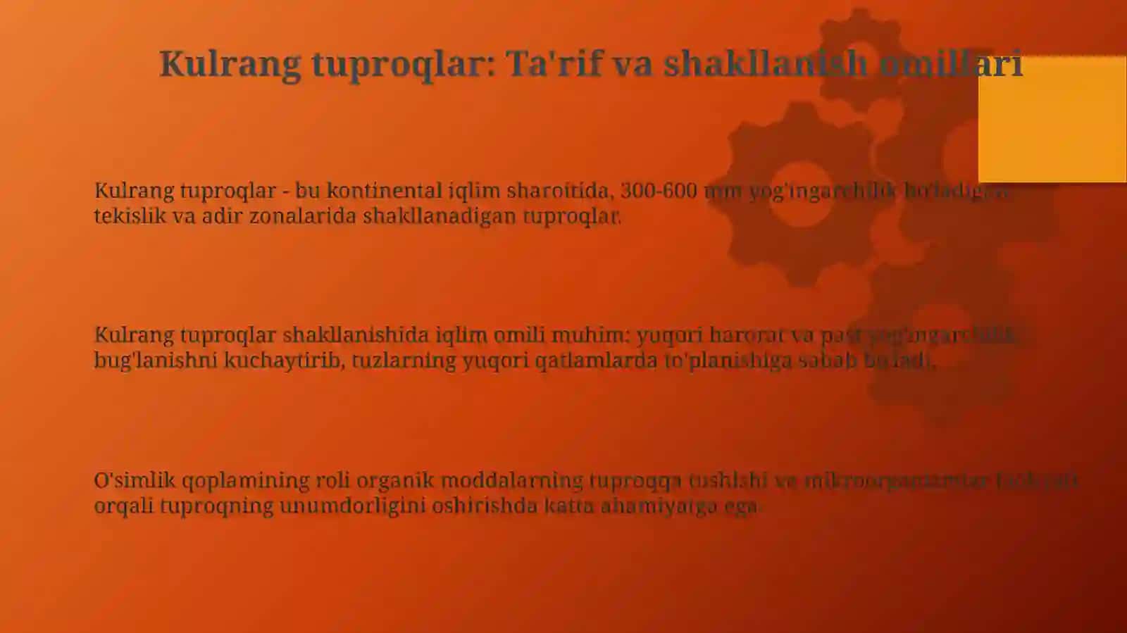 Bo' z tuproqlar, och tusli, tipik, to' q tusli bo z tuproqlar evolyusiyası 3